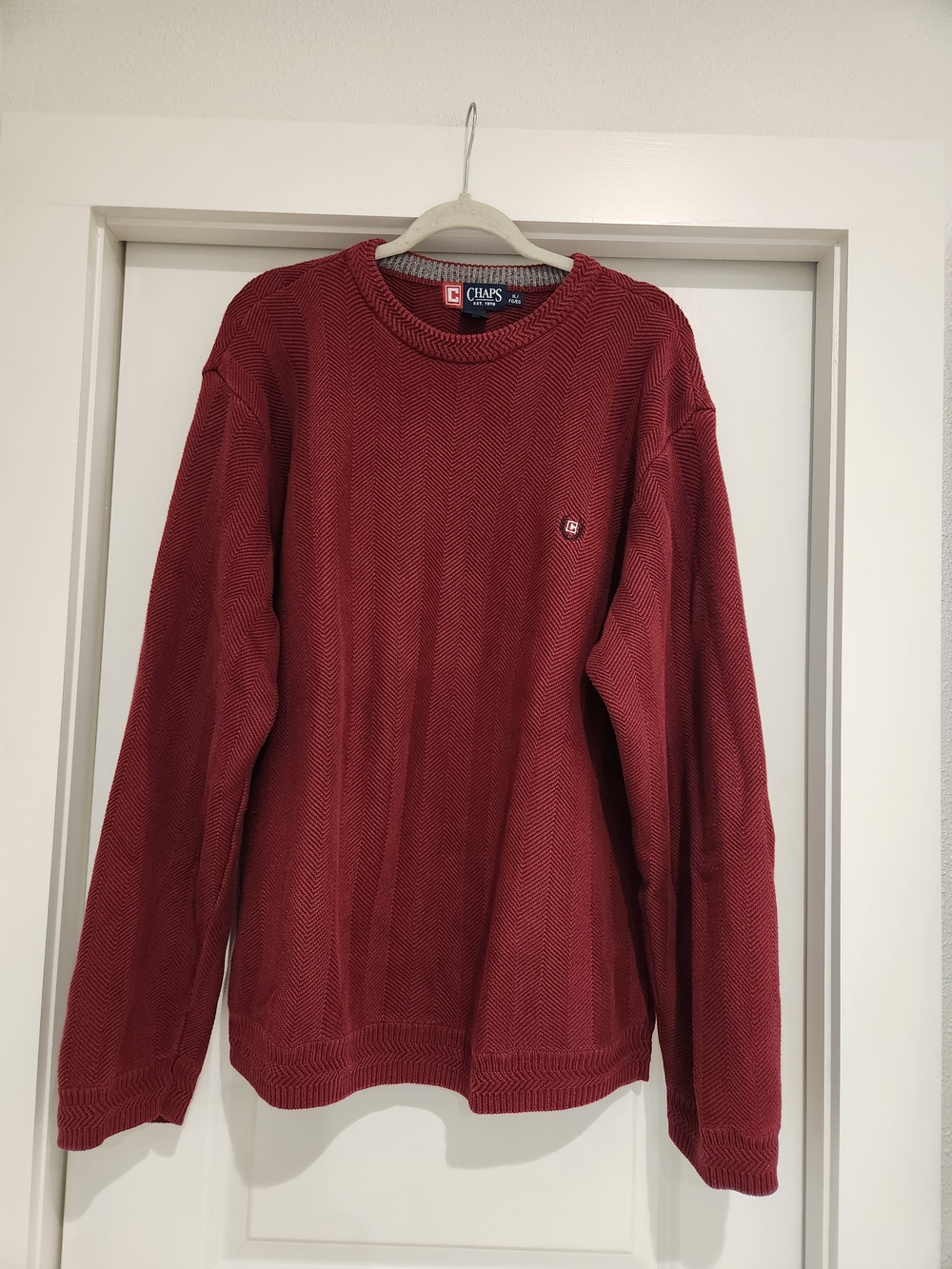 Chaps By Ralph Lauren Vintage Men's Knit Burgundy Crewneck Sweater